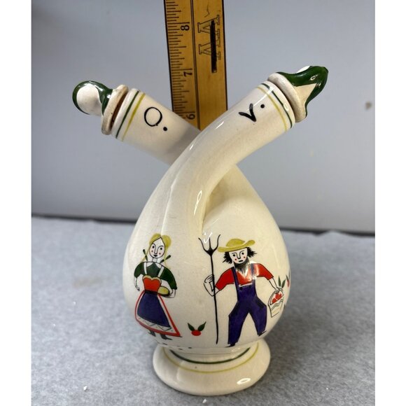 Vintage Royal Sealy Japan Ceramic Oil & Vinegar Decanter 1960s Farmer and Wife - Picture 10 of 11